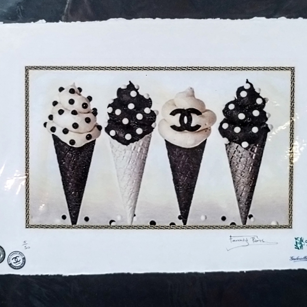 Four CHANEL Ice cream Cones Limted Edition, Signed by Fairchild Paris